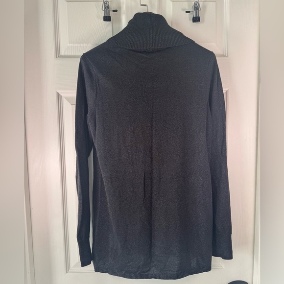 Vertical Designs Cowl Neck Metallic Black Knit Womens Sweater Size Large - Picture 8 of 9